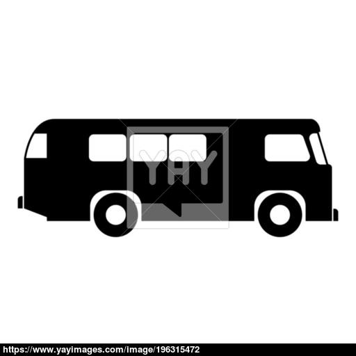 Retro Bus Icon Black Color Illustration Flat Style Simple Image