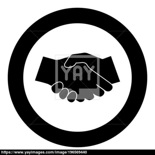 Business Handshake Icon Black Color In Circle Vector