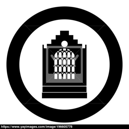 Church Building Black Icon In Circle Vector Illustration Isolated