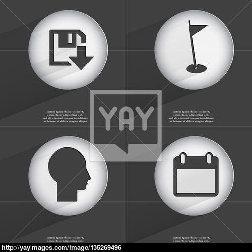 Floppy Disk Download, Golf Hole, Silhouette, Calendar Icon Sign