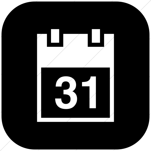 Flat Rounded Square White On Black Raphael Calendar Icon