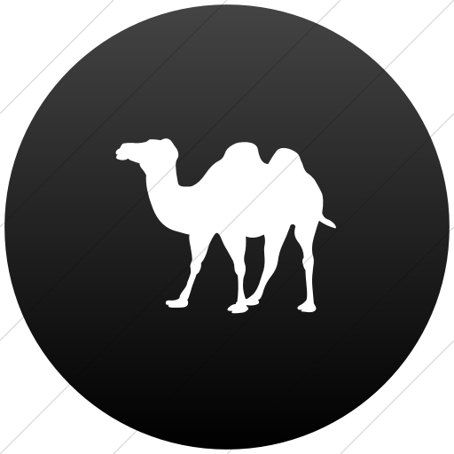 Flat Circle White On Black Gradient Animals Bactrian