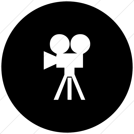 Flat Circle White On Black Classica Movie Camera Icon