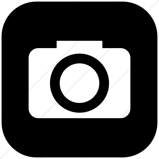 Flat Rounded Square White On Black Raphael Camera Icon