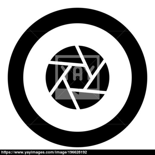 Camera Lens Shutter Icon Black Color In Circle Vector
