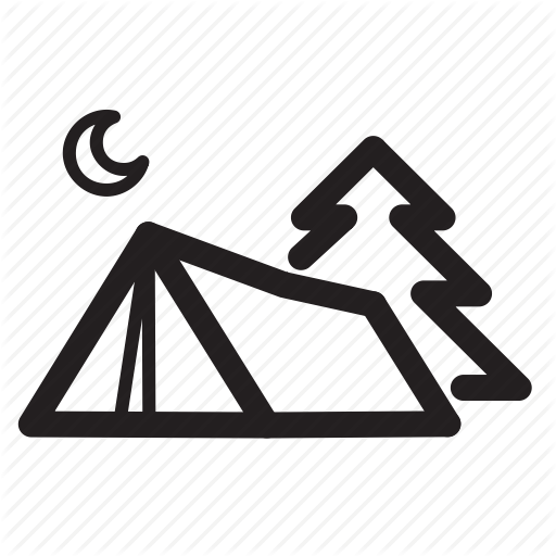 Camping, Eco, Moon, Nature, Night, Tent, Tree Icon