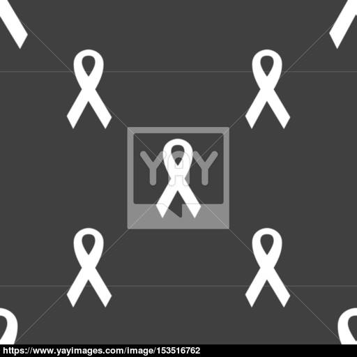 Ribbon, Breast Cancer Awareness Month Icon Sign Seamless Pattern