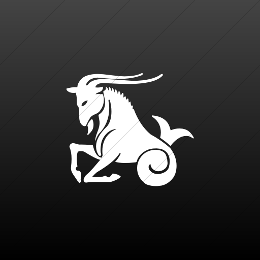Flat Square White On Black Gradient Zodiac Capricorn Icon