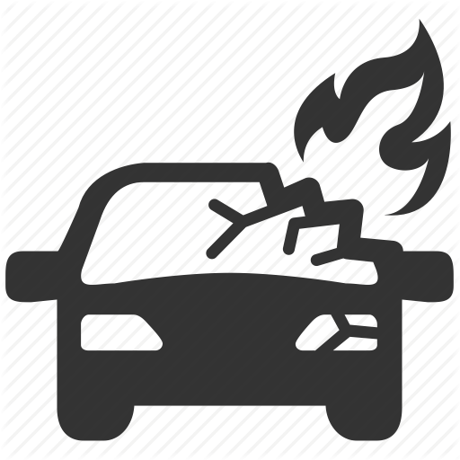 Burn, Car Accident, Car Crash, Damages, Danger, Fire, Singe Icon