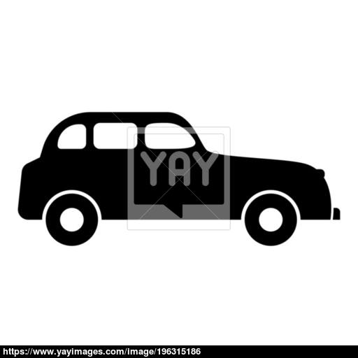 Retro Car Icon Black Color Illustration Flat Style Simple Image