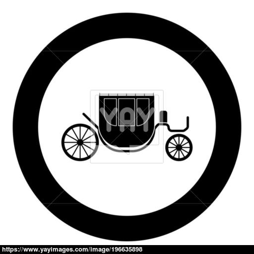 Carriage Black Icon In Circle Vector Illustration Vector