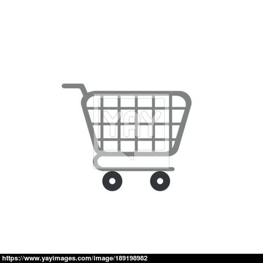 Flat Design Style Vector Shopping Cart Icon On White Vector