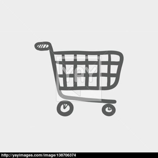 Shopping Cart Sketch Icon Vector