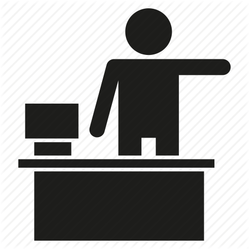 Cashier, Desk, Office, People, Working Icon