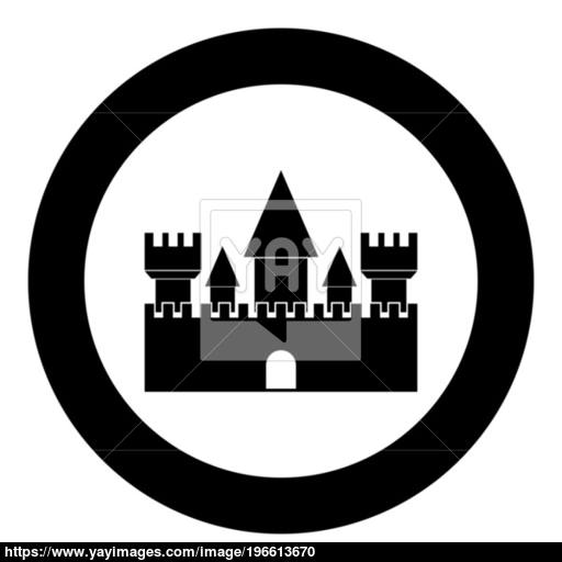 Castle Icon Black Color In Circle Vector