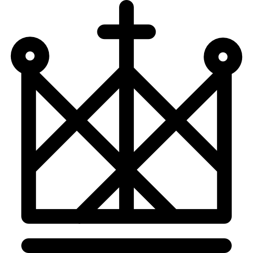 Royal Crown Of Lines Design With A Catholic Cross On Top Icons