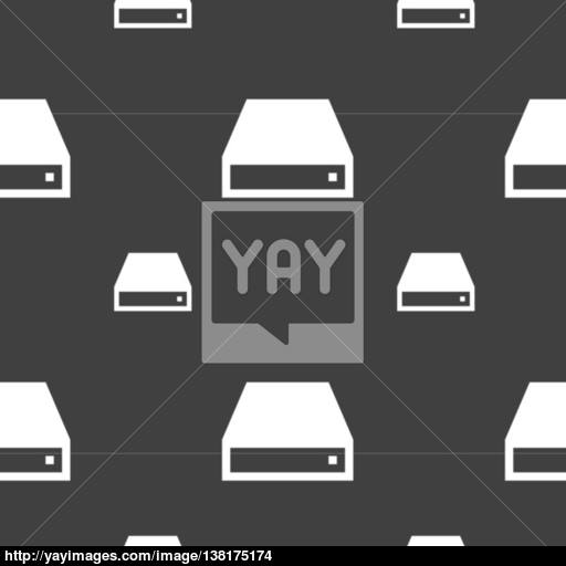 Cd Rom Icon Sign Seamless Pattern On A Gray Background Vector