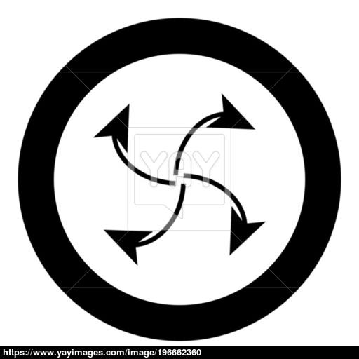 Four Arrows In Loop From Center Black Icon In Circle Vector