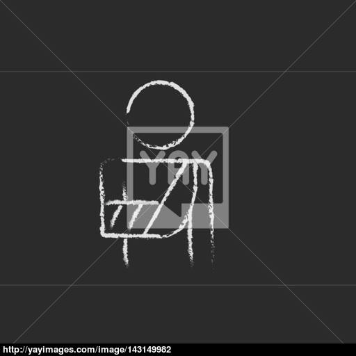 Injured Man Icon Drawn In Chalk Vector