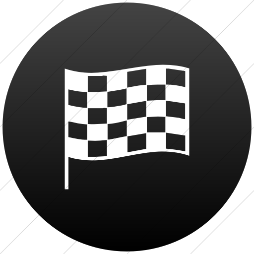 Flat Circle White On Black Gradient Classica Chequered