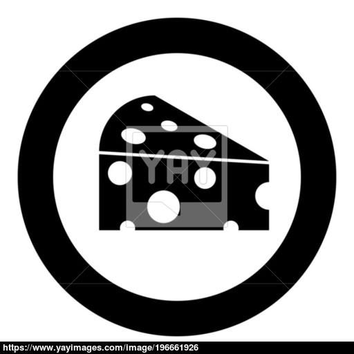Piece Cheese Black Icon In Circle Vector