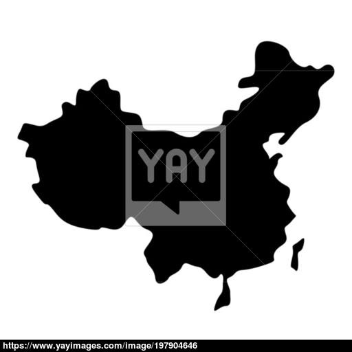 Map Of China Icon Black Color Illustration Flat Style Simple Image