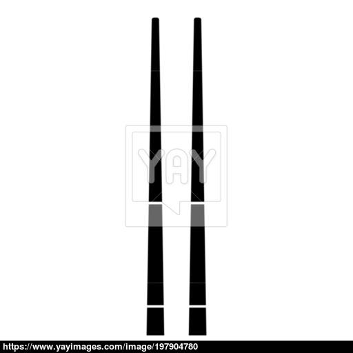 Chinese Chopsticks Icon Black Color Illustration Flat Style Simple