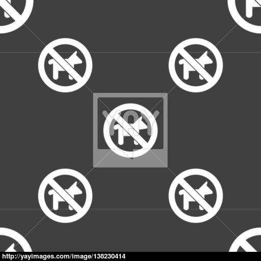 Dog Walking Is Prohibited Icon Sign Seamless Pattern On A Gray