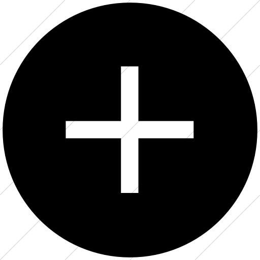 Flat Circle White On Black Classica Plus Sign Icon