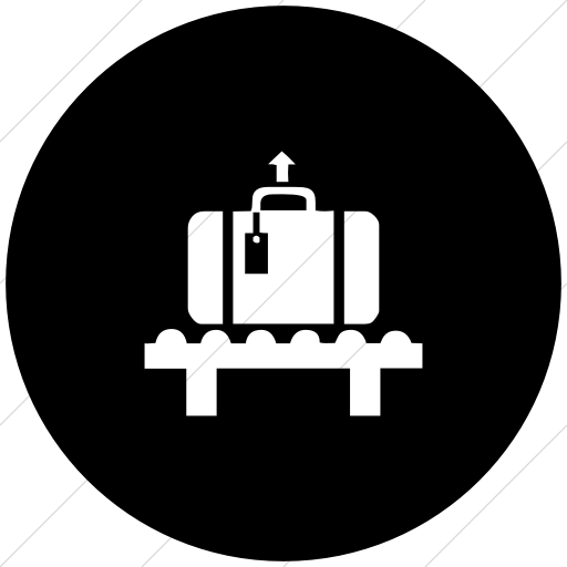 Flat Circle White On Black Classica Baggage Claim Icon