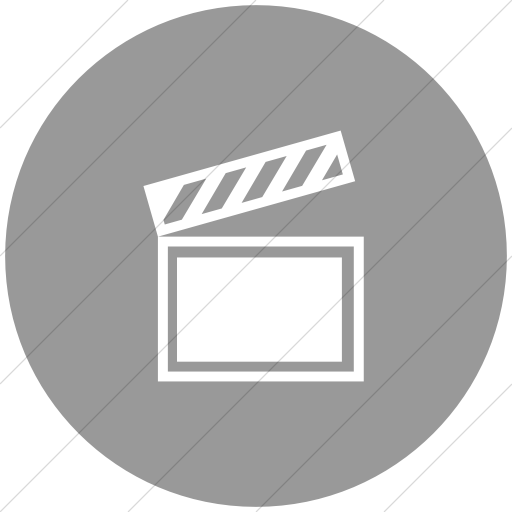 Flat Circle White On Light Gray Classica Movie Clapper Icon