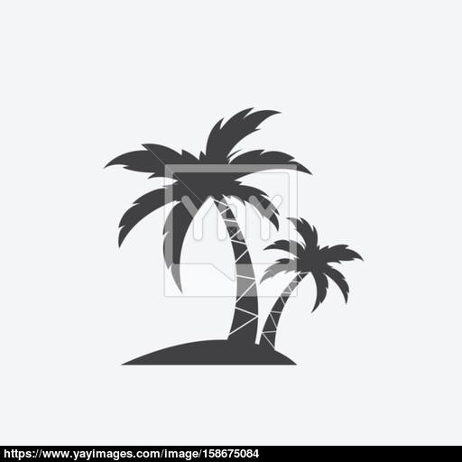 Vector Image Of An Coconut Trees Silhouette On Island On White B