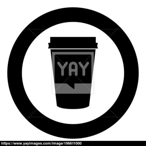 Paper Coffee Cup Icon Black Color In Circle Vector