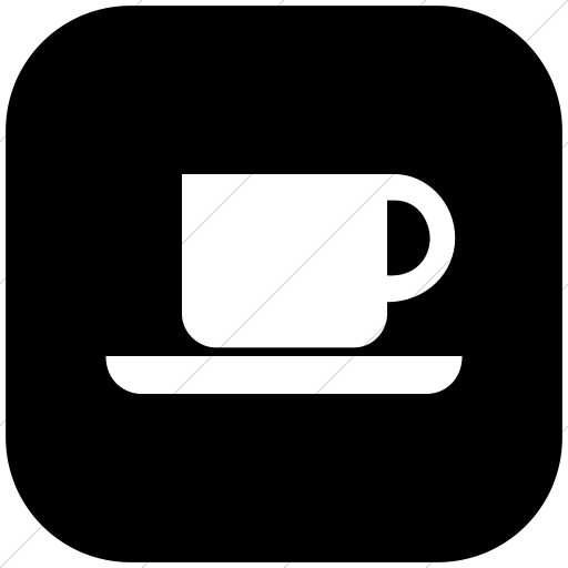 Flat Rounded Square White On Black Aiga Coffee Shop Icon