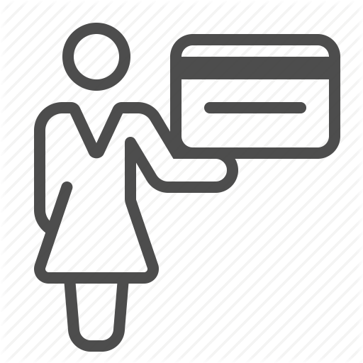 Banker, Banking, Credit Card, Holding, Pay, Shopping, Woman Icon