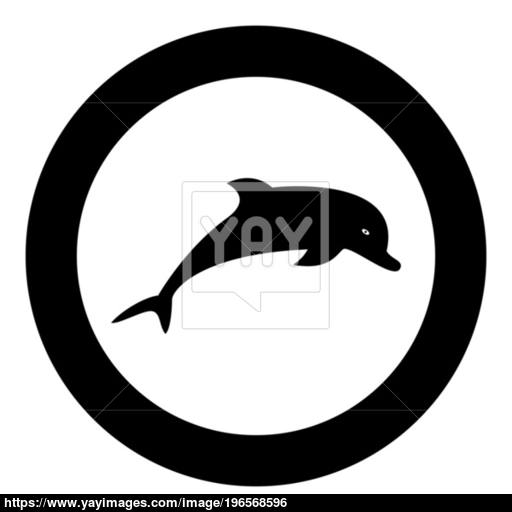 Dolphn Black Color In Circle Vector