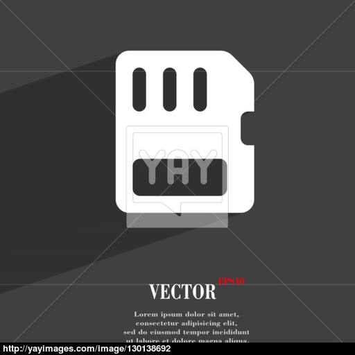 Compact Memory Card Icon Symbol Flat Modern Web Design With Long