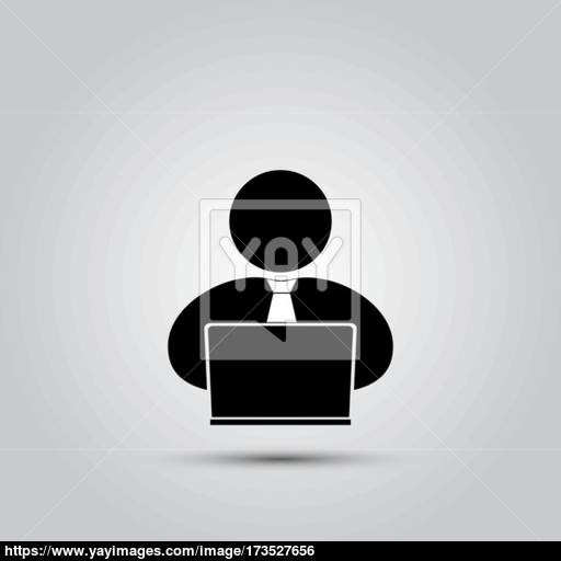 People With Computer, Person Laptop Icon Vector