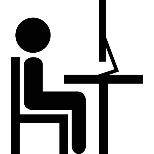 Worker, Office, Table, Computer, Person Icon Free Of Solid