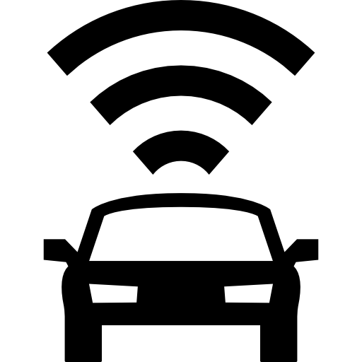 Car Frontal View With Signal Connection Icons Free Download