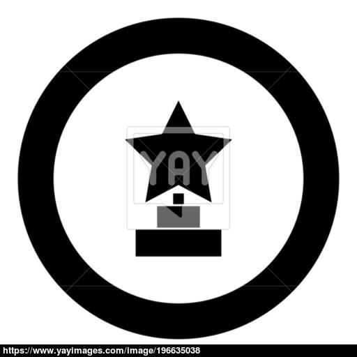 Trophy Star Winner Award Black Icon In Circle Vector Illustration