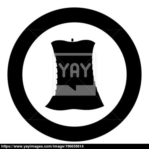 Apple Core Black Icon In Circle Vector Illustration Vector