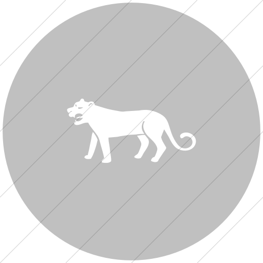 Flat Circle White On Silver Animals Mountain Lion Icon
