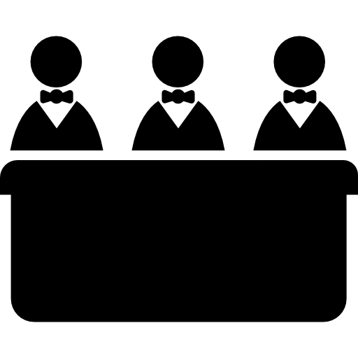 Male Committee Of Three Men Behind A Long Desk Free Vector Icons