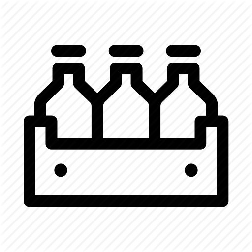 Bottles, Box, Crate, Dairy, Milk, Organic Icon