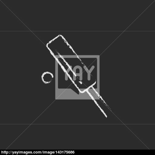 Cricket Icon Drawn In Chalk Vector