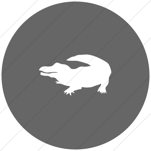 Flat Circle White On Gray Animals Crocodile Icon