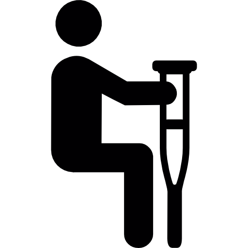 Sitting Man With Crutches Icons Free Download