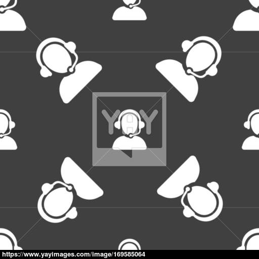 Customer Support Icon Sign Seamless Pattern On A Gray Background