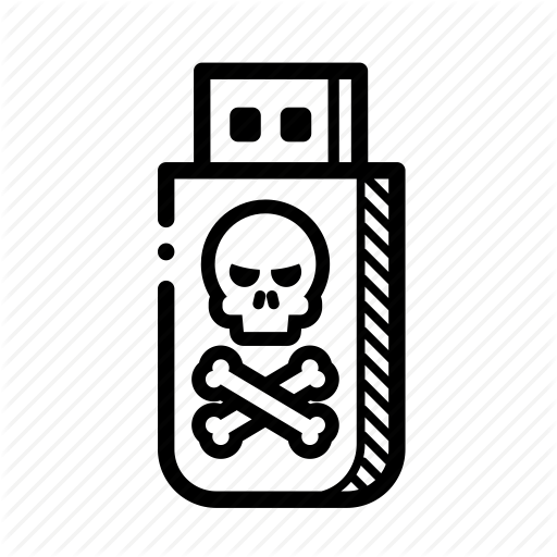 Cyber Crime, Malware, Skull, Stick, Storage, Usb, Virus Icon